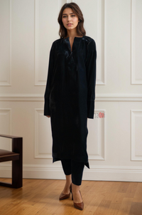 Black Ice Velvet Kurta Set Winter wear