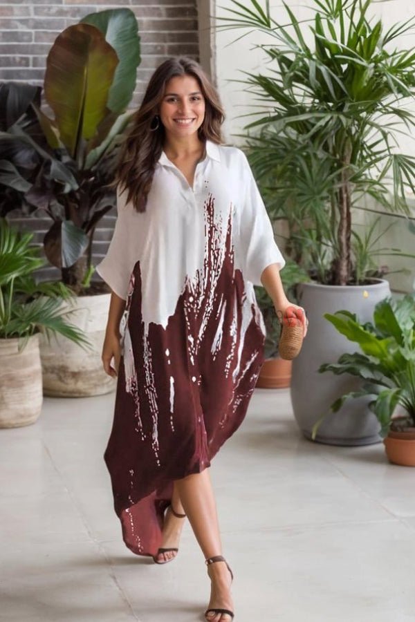 Ombre Print Casual Shirt Dress - Navvi.in