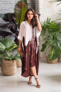 Ombre Print Casual Shirt Dress - Navvi.in