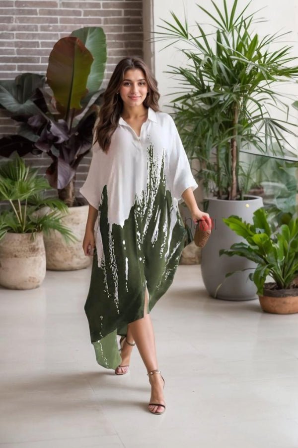 Ombre Print Casual Shirt Dress - Navvi.in