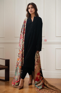 Black Ice Velvet Kurta Set Winter wear