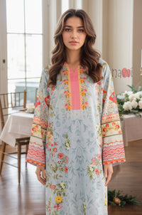 Pastel Floral Printed Kaftan Dress