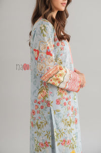 Pastel Floral Printed Kaftan Dress