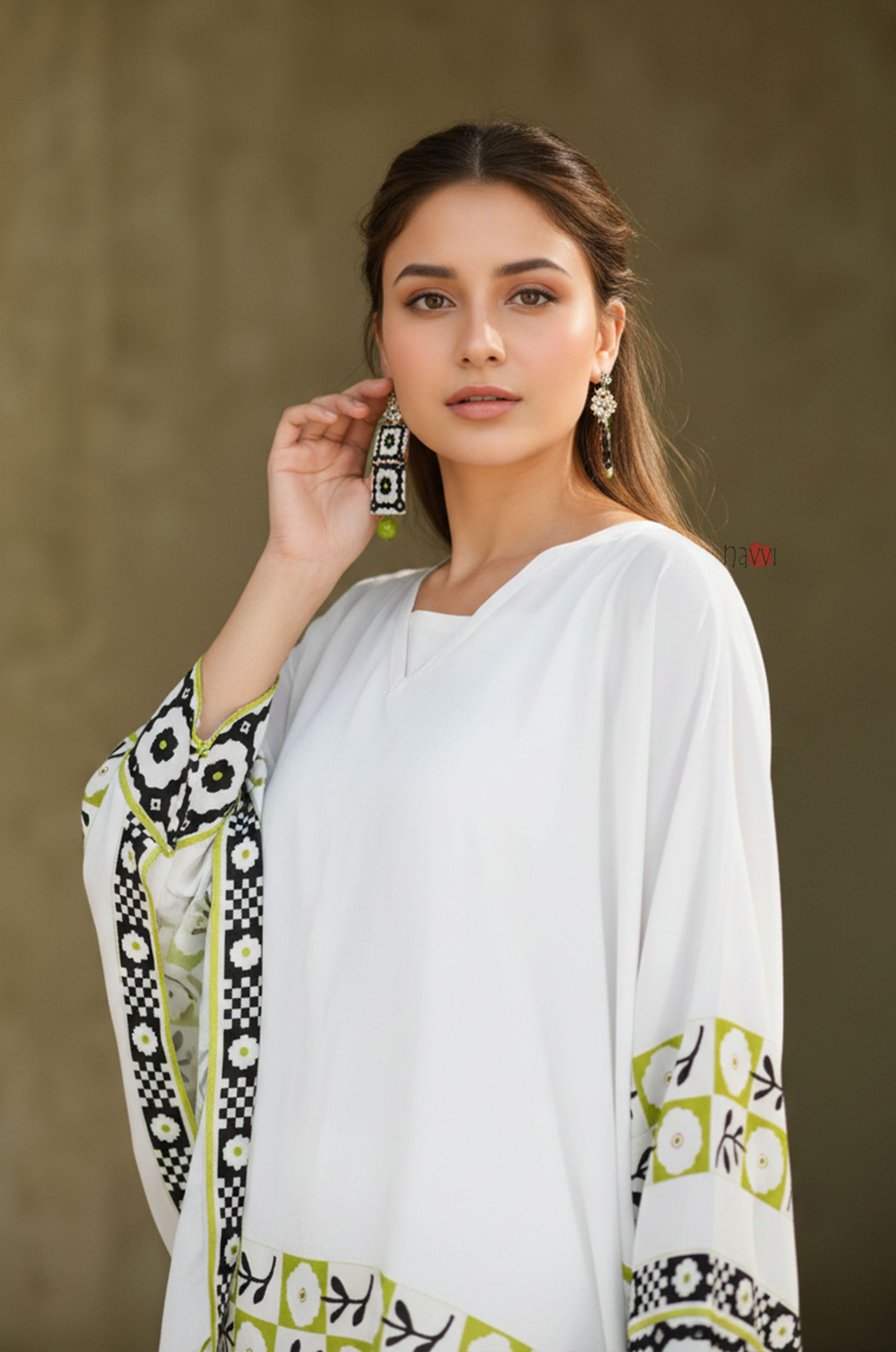 Ivory Printed Kaftan Top with Wide-Leg Pants – Modern Chic Co-Ord Set