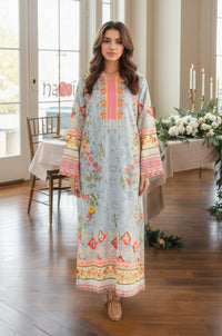 Pastel Floral Printed Kaftan Dress