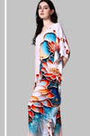 Orange and Blue Pattern Printed Kaftan - Navvi.in