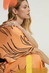 Orange Kaftan with Chiffon Belt - Navvi.in