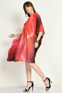 Orange Printed Kaftan Dress - Navvi.in