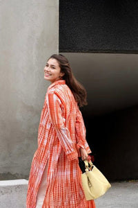 Orange Side Slits Shirt - Navvi.in