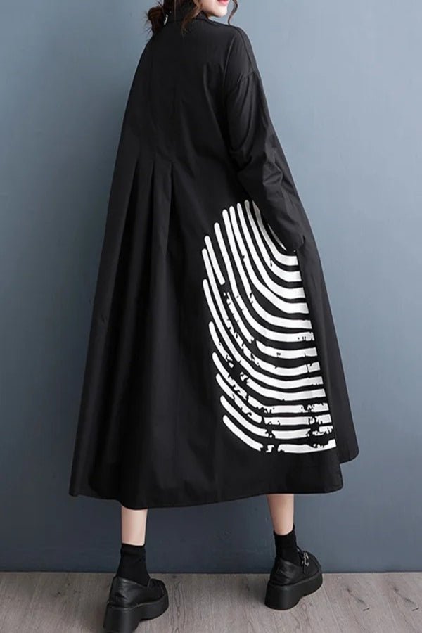Oversized Shirt Dress with Graphic Print - Navvi.in