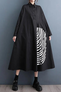 Oversized Shirt Dress with Graphic Print - Navvi.in