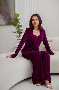 Berry Ice Velvet Pant Suit Co-ord Set