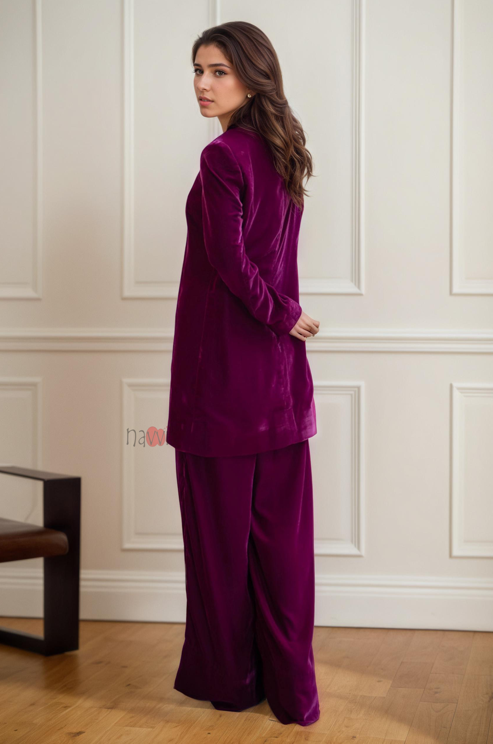 Berry Ice Velvet Pant Suit Co-ord Set
