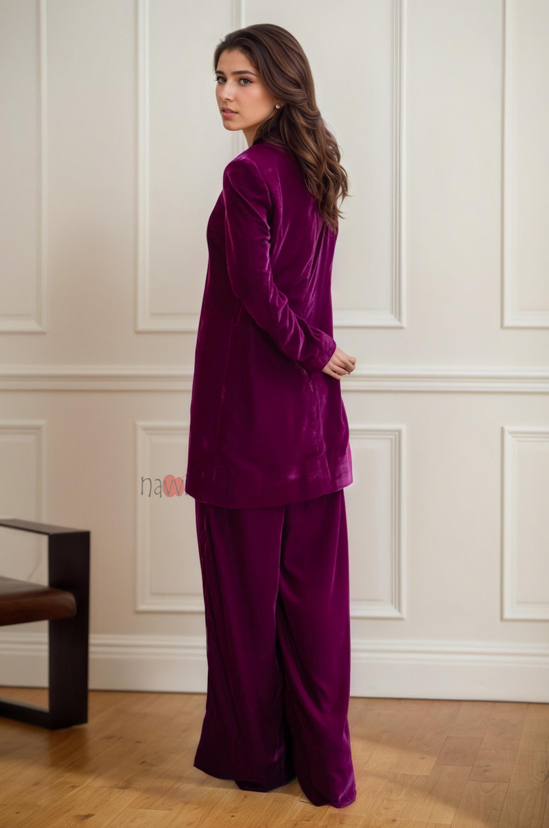 Berry Ice Velvet Pant Suit Co-ord Set