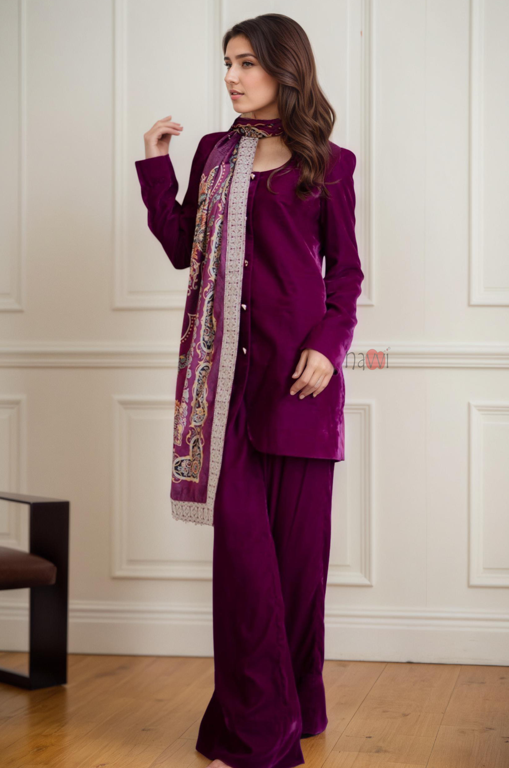 Berry Ice Velvet Pant Suit Co-ord Set