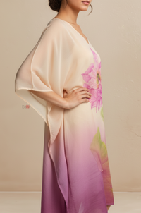 Soft Pink Watercolor Floral Kaftan Dress
