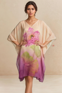 Soft Pink Watercolor Floral Kaftan Dress