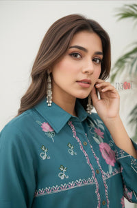 Teal Blossom Printed Co-Ord Set