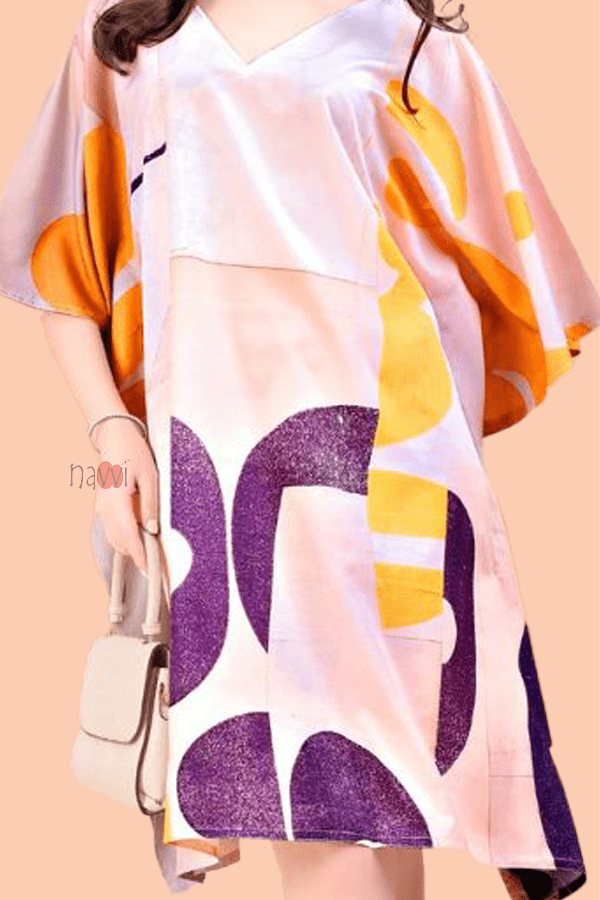 Pastel Abstract Kaftan - Navvi.in