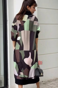 Patch Printed Dress With Front Zip - Navvi.in