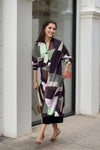 Patch Printed Dress With Front Zip - Navvi.in
