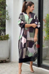 Patch Printed Dress With Front Zip - Navvi.in
