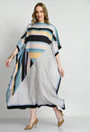 Patterned Silk Kaftan Dress - Navvi.in