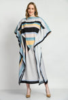 Patterned Silk Kaftan Dress - Navvi.in