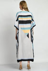 Patterned Silk Kaftan Dress - Navvi.in