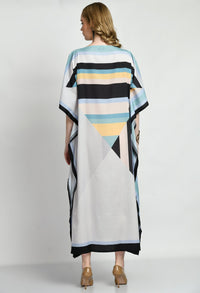 Patterned Silk Kaftan Dress - Navvi.in