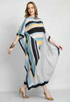 Patterned Silk Kaftan Dress - Navvi.in