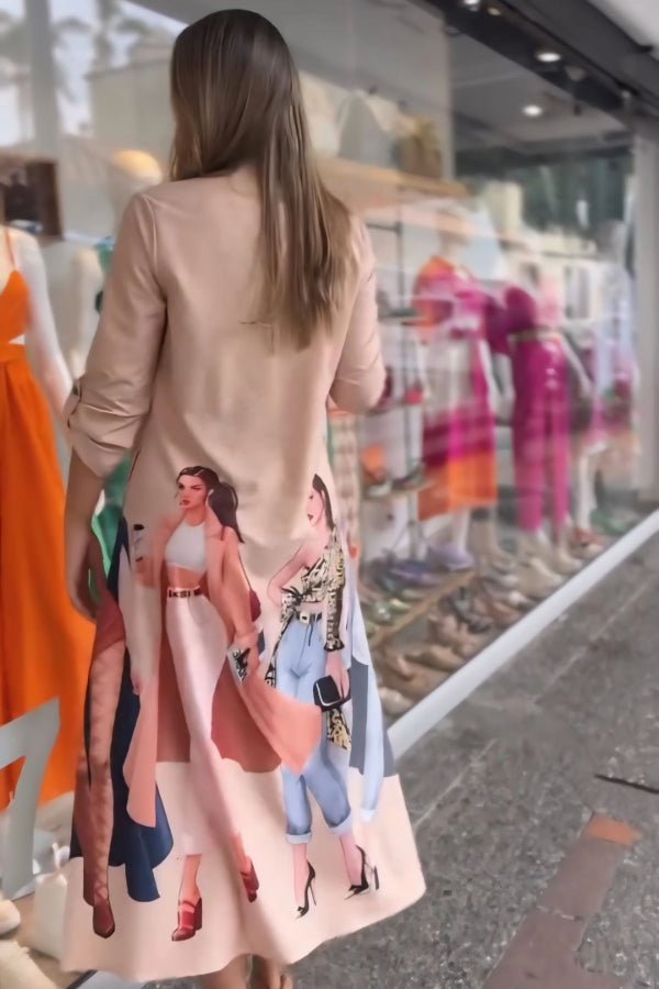 Peach Button - Down Shirt Dress - Navvi.in