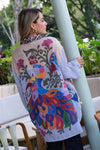 Peacock and Floral Printed Oversized Shirt Dress - Navvi.in
