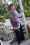 Peacock and Floral Printed Oversized Shirt Dress - Navvi.in