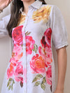 Petal Glow White Shirt in Pure Cotton Mulmul - Navvi.in