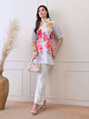 Petal Glow White Shirt in Pure Cotton Mulmul - Navvi.in