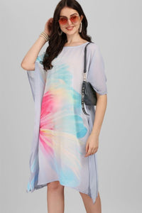 Pink and Blue Pattern Kaftan - Navvi.in