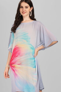 Pink and Blue Pattern Kaftan - Navvi.in
