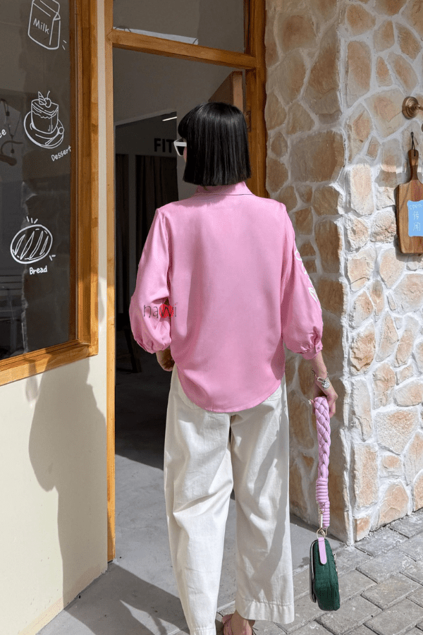 Pink Aura – Chic Embroidered Shirt - Navvi.in