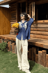 Pink Aura – Chic Embroidered Shirt - Navvi.in