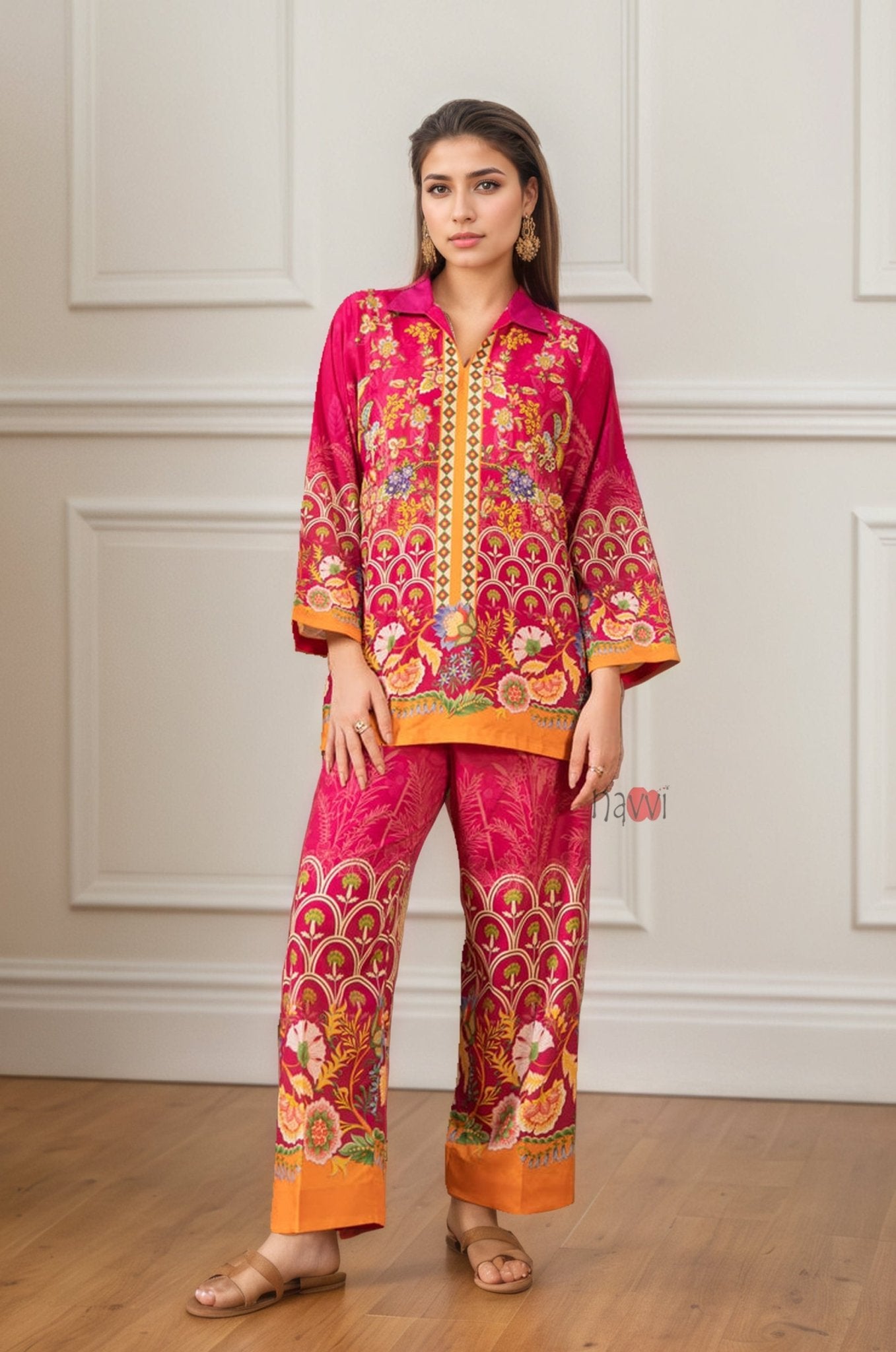 Pink Aura Festive Co - ord Set - Navvi.in