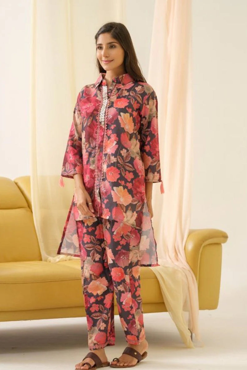 Pink Floral Co - Ord Set - Navvi.in
