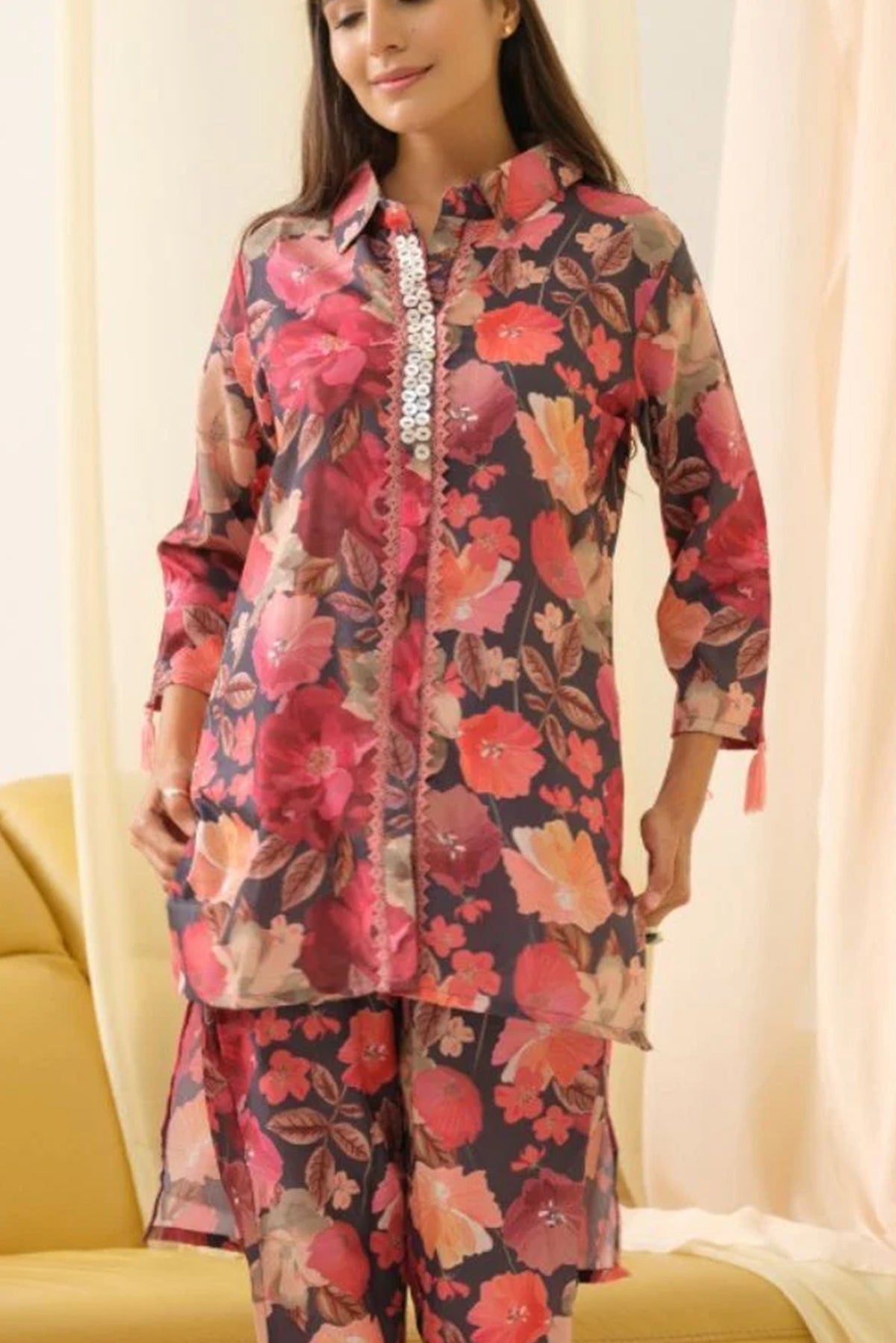 Pink Floral Co - Ord Set - Navvi.in