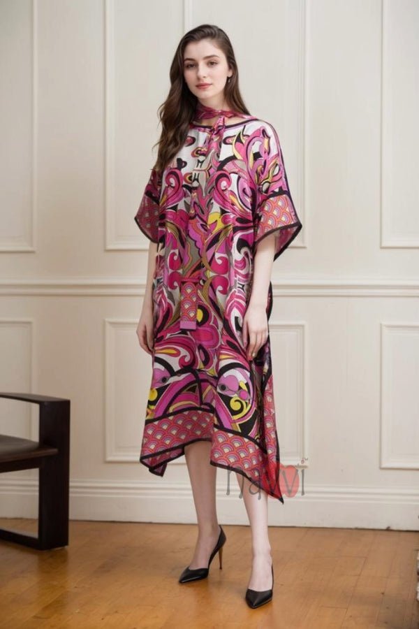 Pink Printed Kaftan - Navvi.in