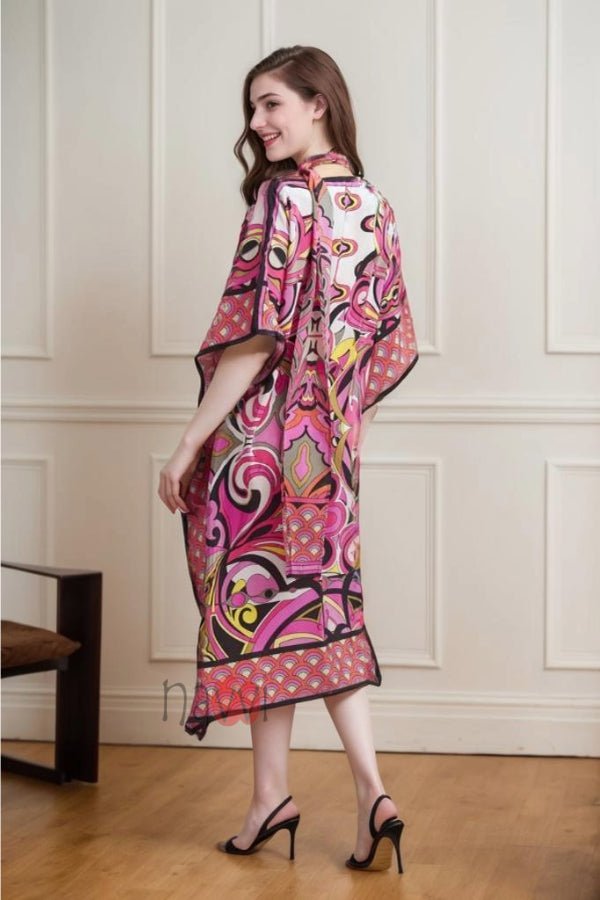 Pink Printed Kaftan - Navvi.in