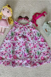 Pink Ribbon Tie Chiffon Dress - Navvi.in