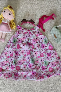 Pink Ribbon Tie Chiffon Dress - Navvi.in