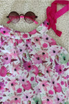 Pink Ribbon Tie Chiffon Dress - Navvi.in