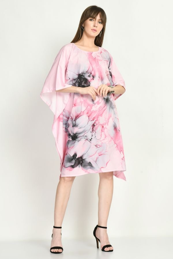 Pink Short Kaftan Dress - Navvi.in