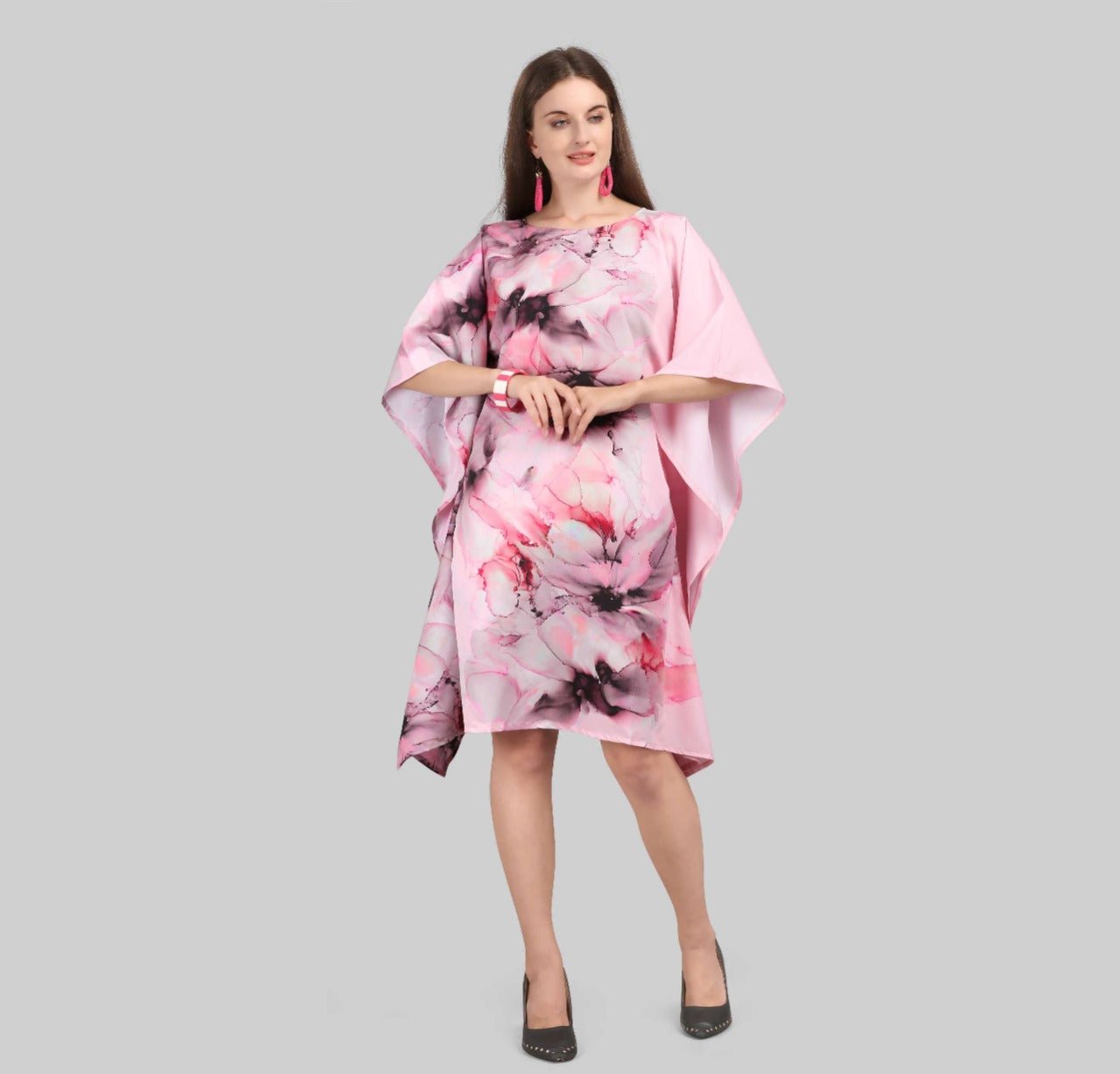 Pink Short Kaftan Dress - Navvi.in